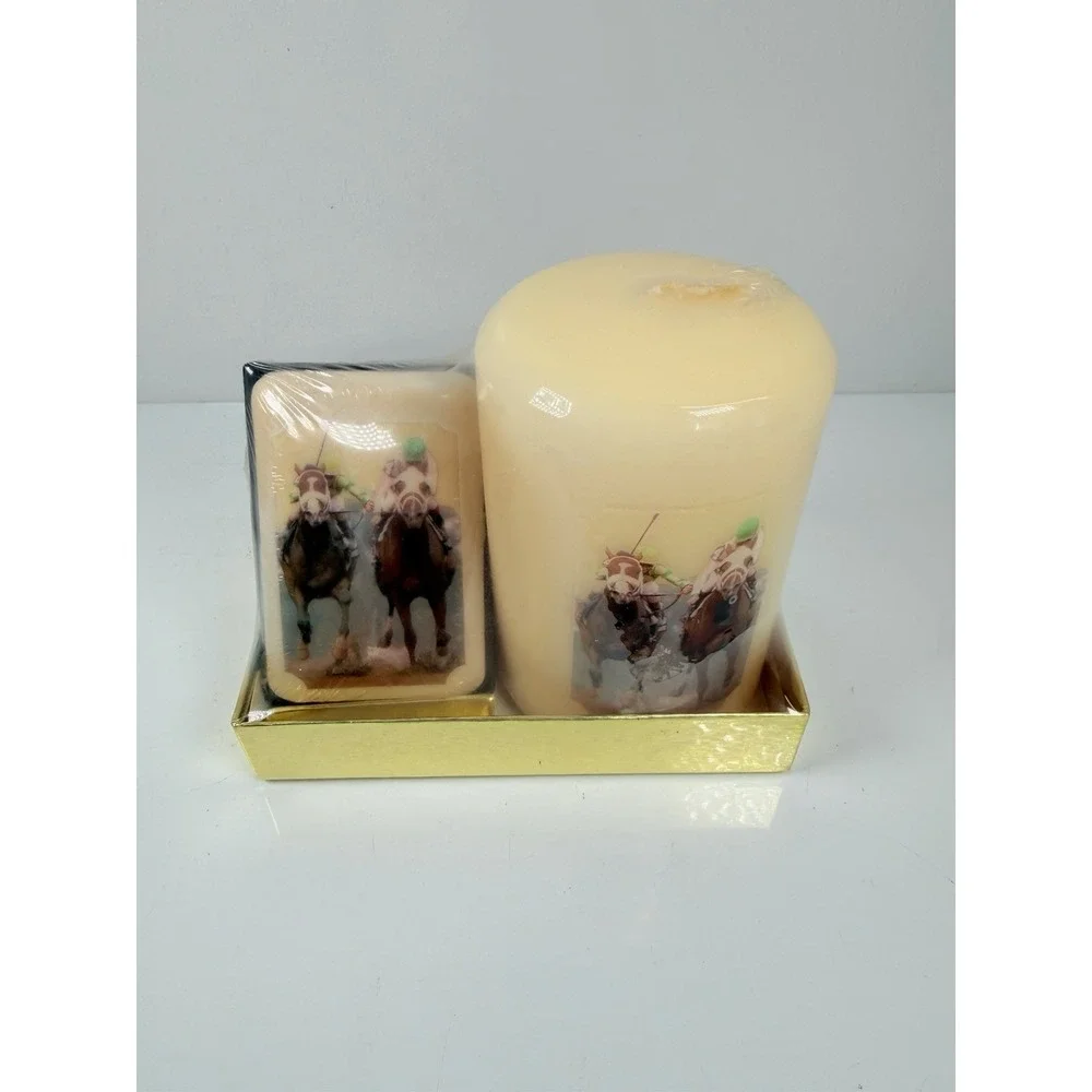 Vtg Jockey/Horse Gift Set - Candle And Soap New Sealed ALDA'S Forever Soap